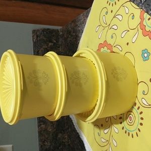 Vintage Tupperware Yellow Storage Containers with Lids 6 Total Pieces Like New